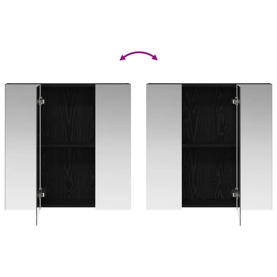 Armoire Miroir de Salle de Bain Chêne noir 70 x 14,5 x 70 cm - 10