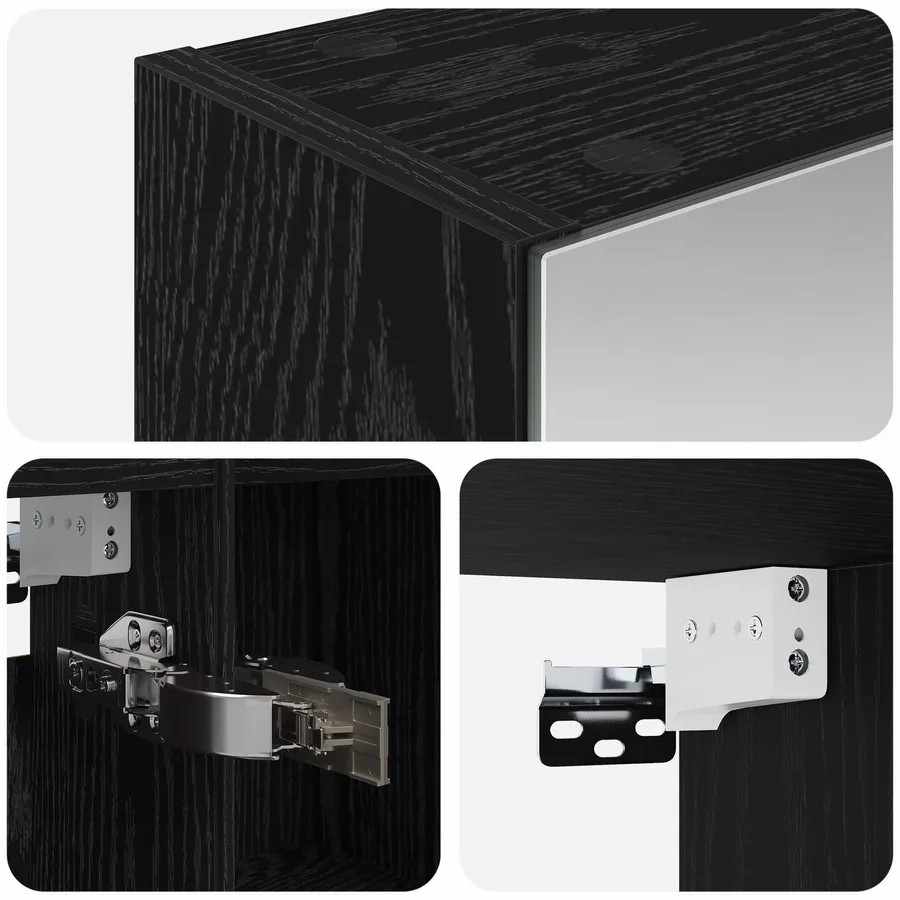 Armoire Miroir de Salle de Bain Chêne noir 70 x 14,5 x 70 cm - 9