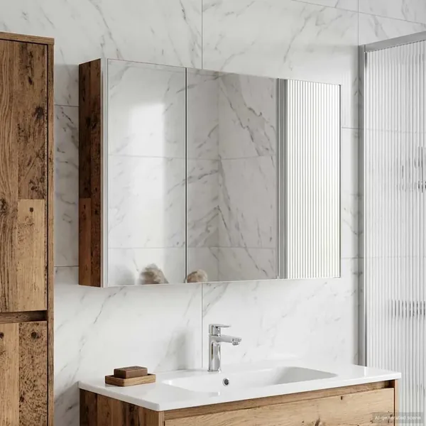 Armoire Miroir de Salle de Bain Bois ancien