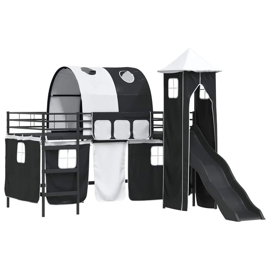 Lit mezzanine pour enfants Uni Noir 90 x 200 cm métal - 4