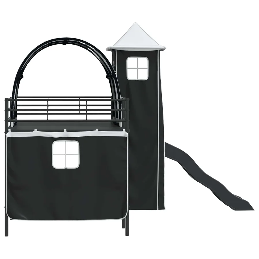 Lit mezzanine pour enfants Uni Noir 90 x 200 cm métal - 9