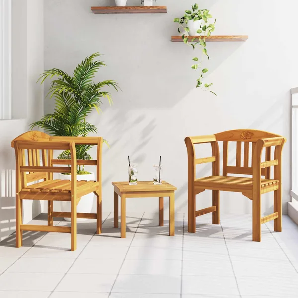 Ensemble de salon Rose de jardin 3 pcs Bois d'Acacia Massif