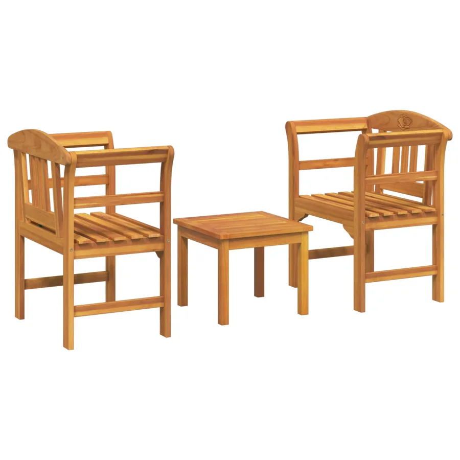 Ensemble de salon Rose de jardin 3 pcs Bois d'Acacia Massif - 2