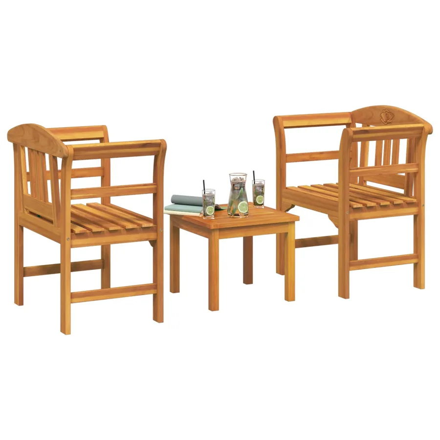 Ensemble de salon Rose de jardin 3 pcs Bois d'Acacia Massif - 3