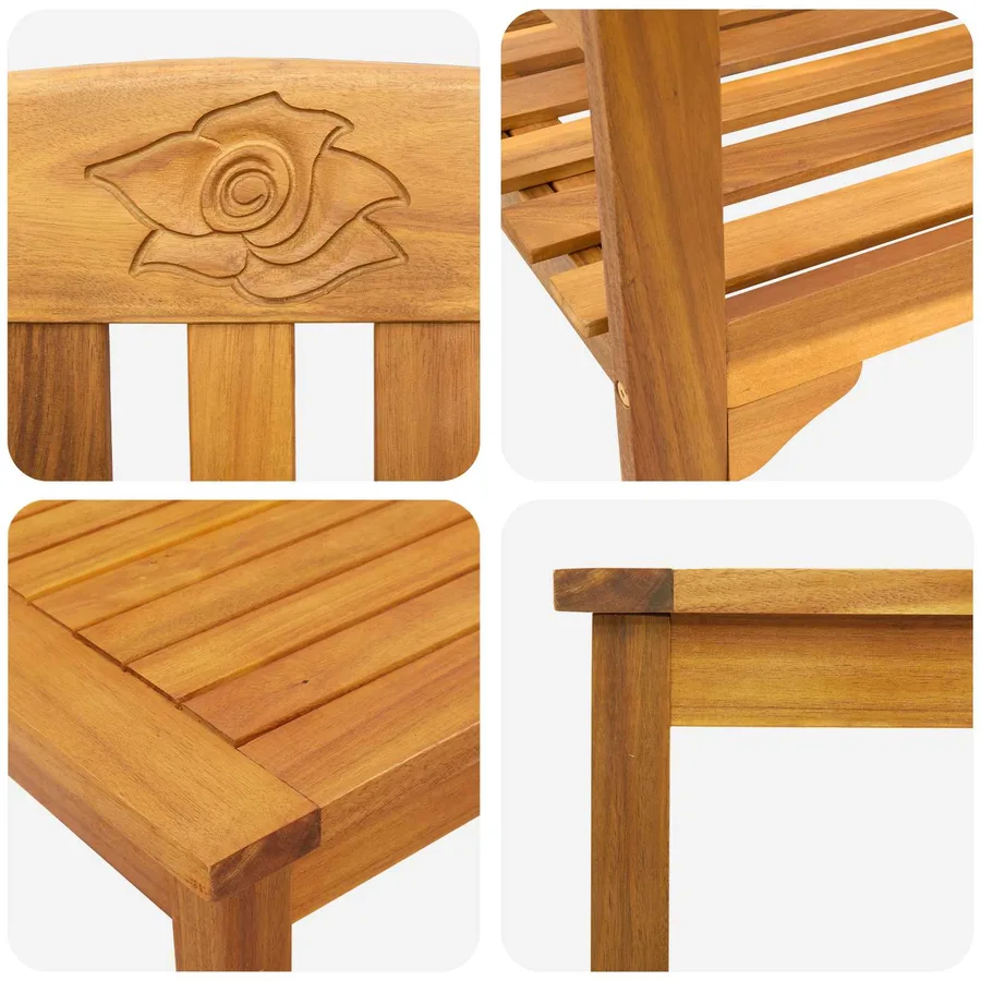 Ensemble de salon Rose de jardin 3 pcs Bois d'Acacia Massif - 7