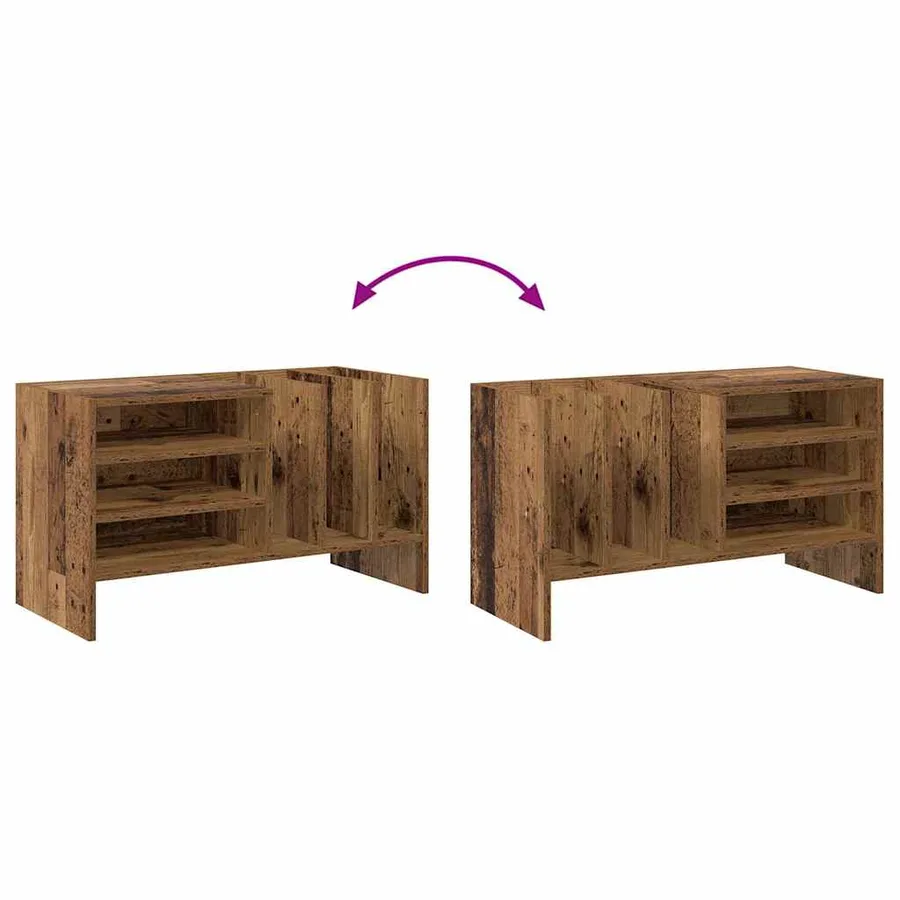 Meuble à vinyles avec étagère Bois ancien 78,5 x 35 x 45 cm - 10