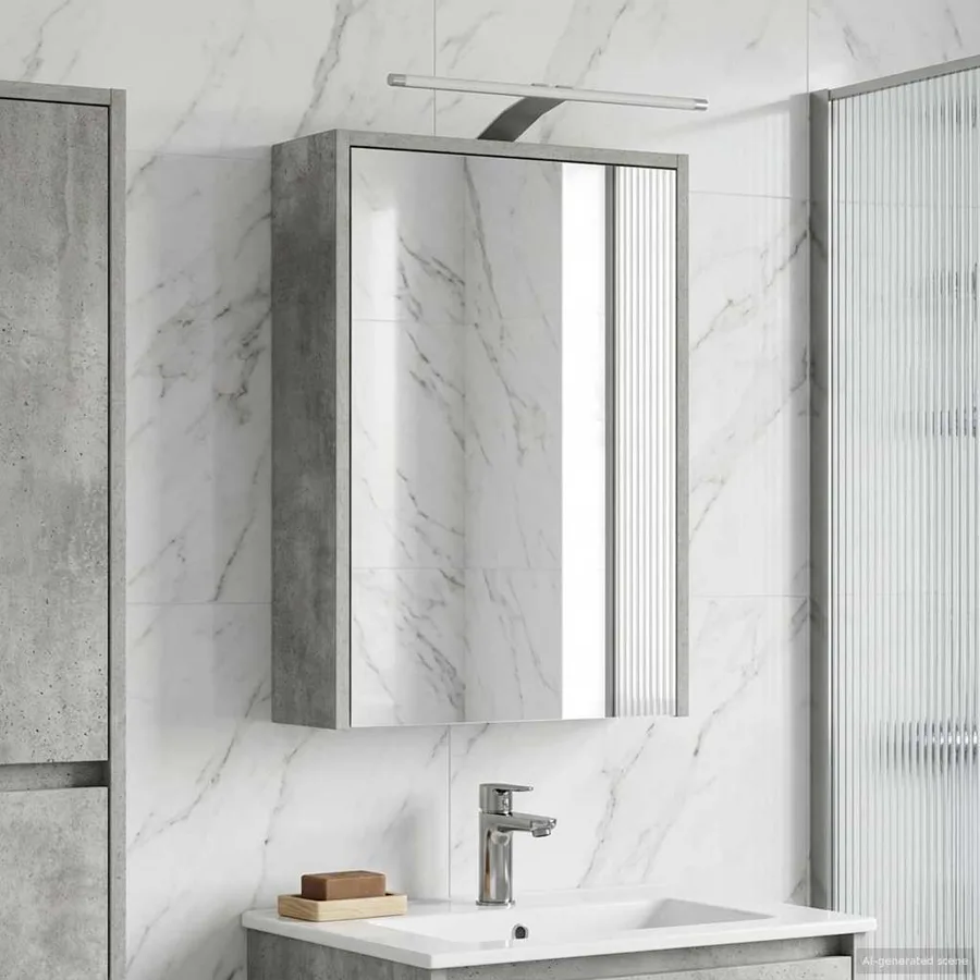 Armoire Miroir de Salle de Bain Gris béton 43 x 16 x 62.5 cm - 4