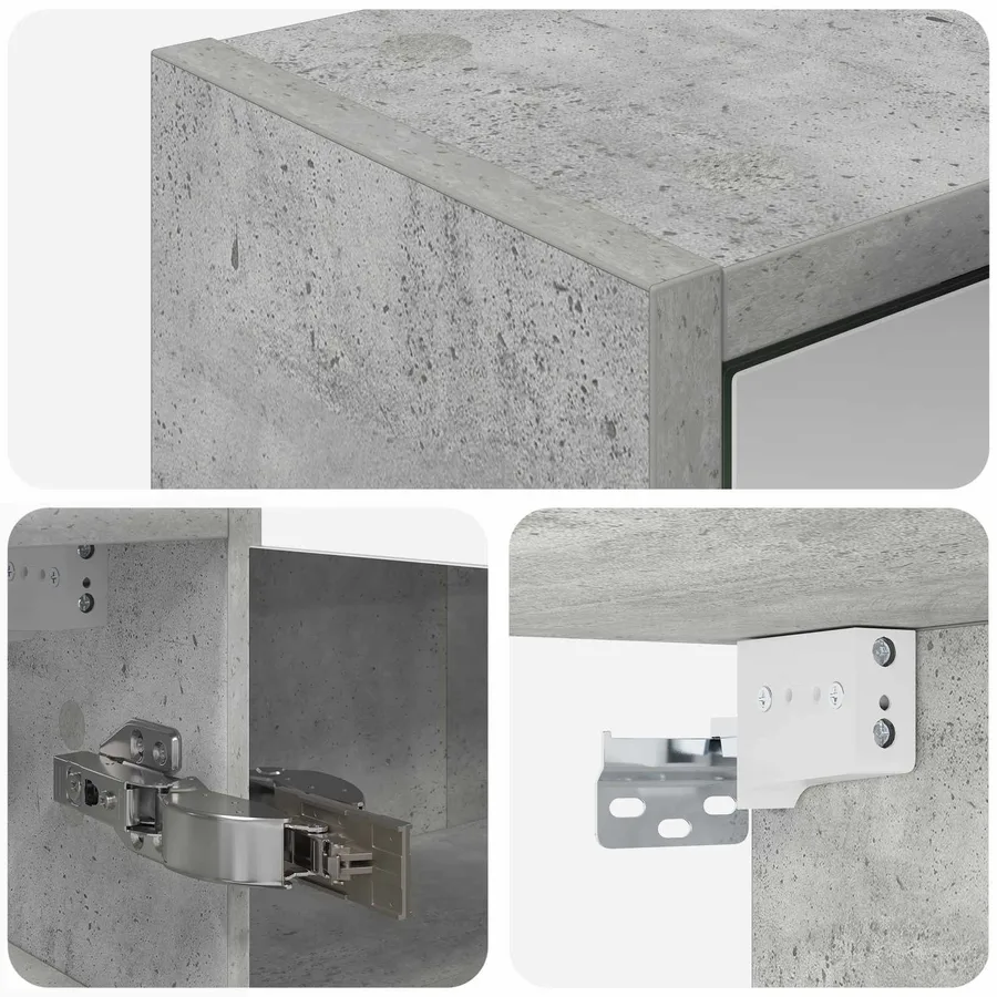 Armoire Miroir de Salle de Bain Gris béton 43 x 16 x 62.5 cm - 8