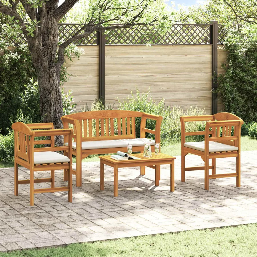 Ensemble de salon Rose de jardin 4 pcs Bois d'Acacia Massif