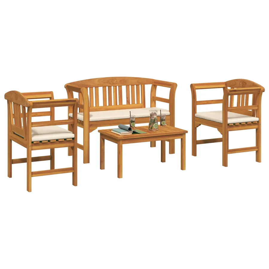 Ensemble de salon Rose de jardin 4 pcs Bois d'Acacia Massif - 3