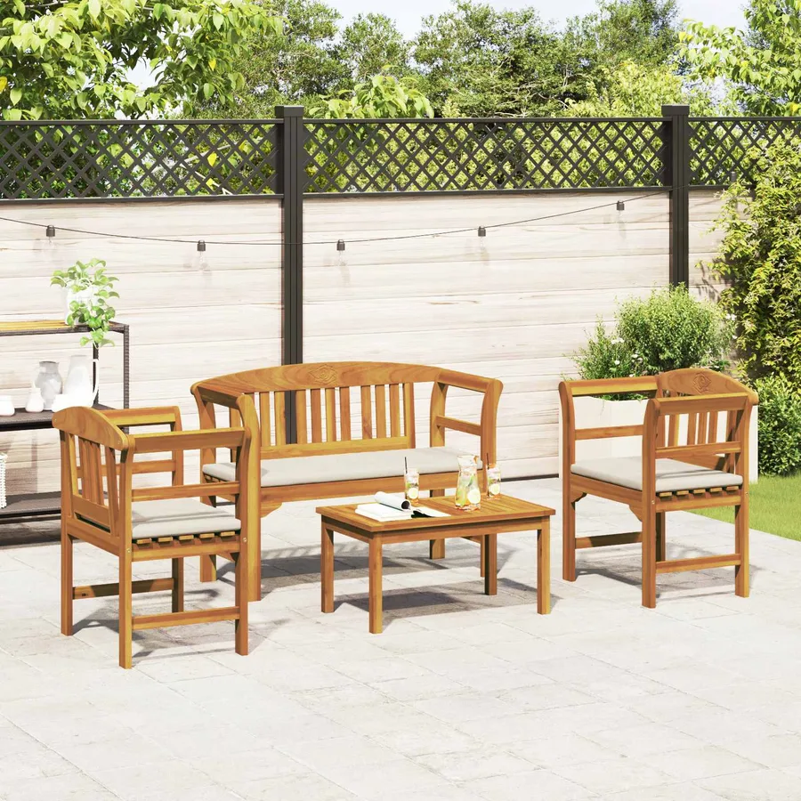 Ensemble de salon Rose de jardin 4 pcs Bois d'Acacia Massif - 4