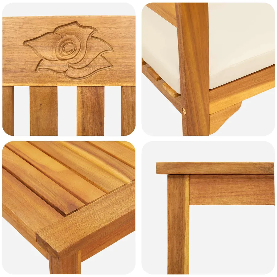 Ensemble de salon Rose de jardin 4 pcs Bois d'Acacia Massif - 8