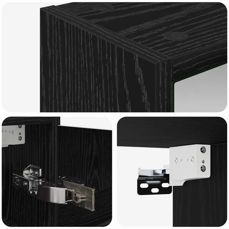 Armoire Miroir de Salle de Bain Chêne noir 43 x 16 x 62.5 cm - 8