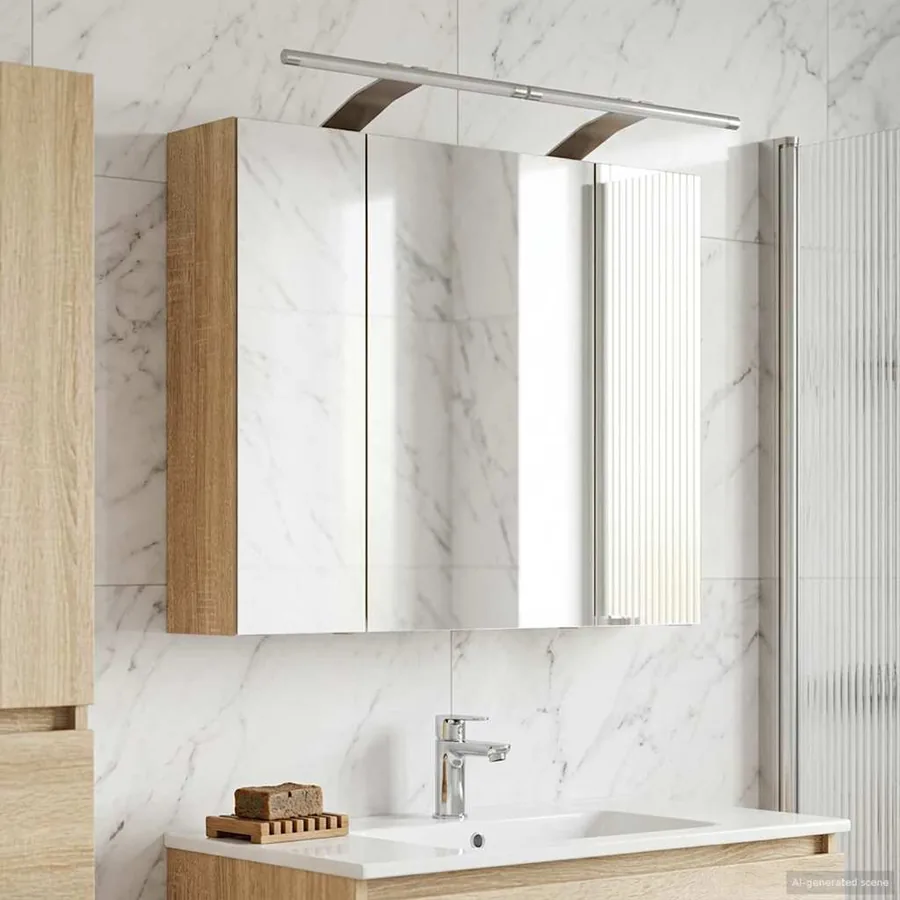 Armoire Miroir de Salle de Bain Chêne Sonoma 60 x 14,5 x 50 cm
