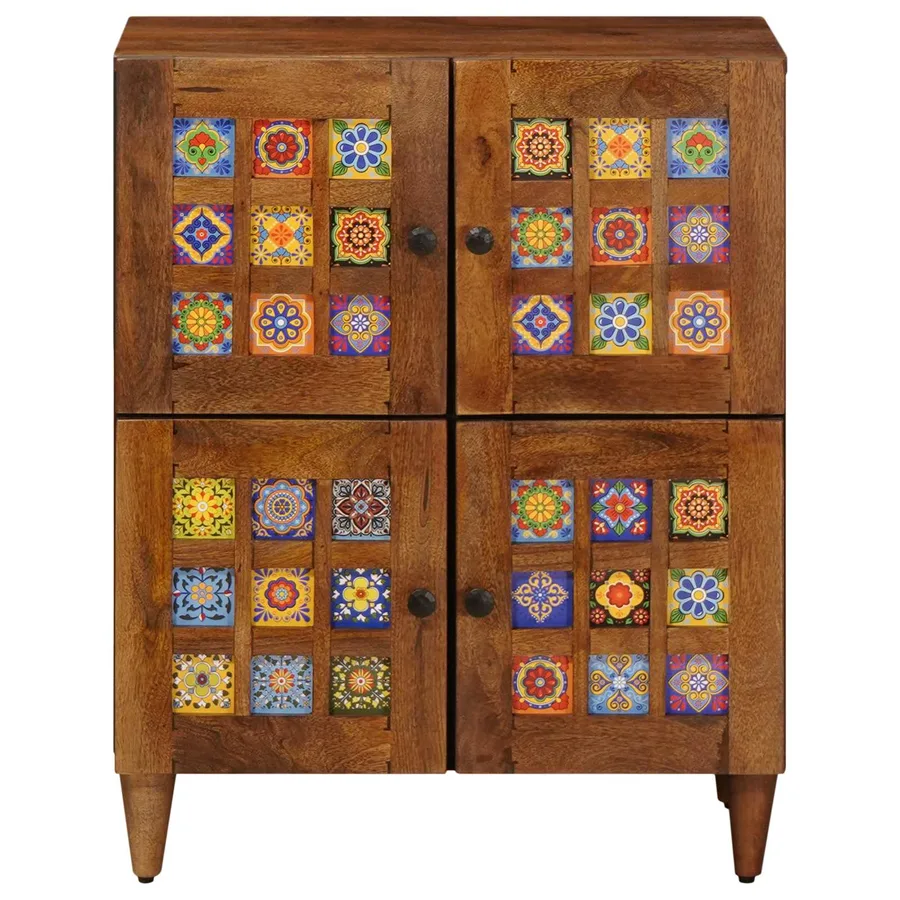 Buffet avec porte Noyer 60 x 33 x 75 cm Bois de mangue massif - 4
