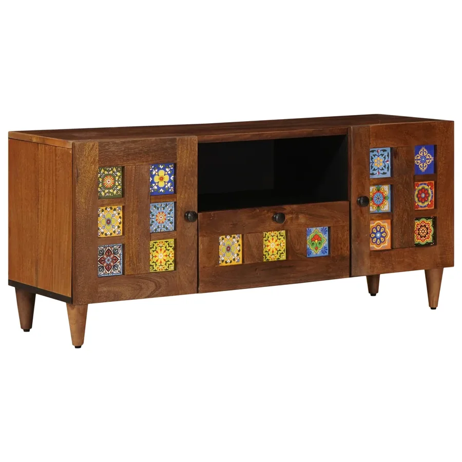 Meuble TV Noyer 105 x 33 x 46 cm Bois de mangue massif - 2