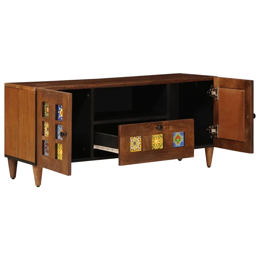 Meuble TV Noyer 105 x 33 x 46 cm Bois de mangue massif - 3
