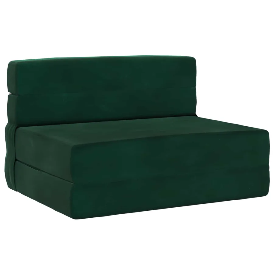 Canapé-lit pliant Vert foncé 190 x 100 x 15 cm Velours - 2