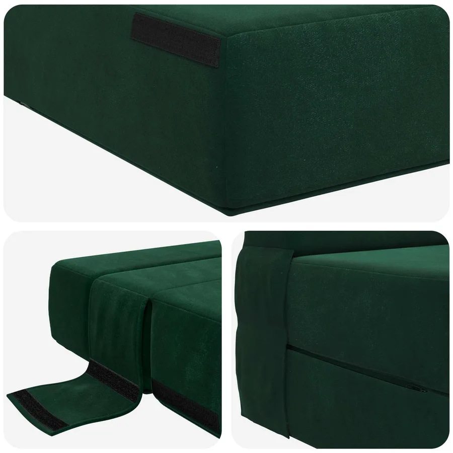 Canapé-lit pliant Vert foncé 190 x 100 x 15 cm Velours - 6