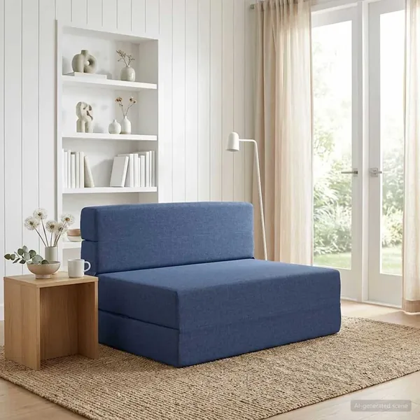 Canapé-lit pliable Bleu 100 x 80 x 60 cm Tissu
