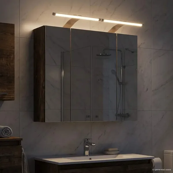 Armoire Miroir de Salle de Bain Chêne fumé 60 x 14,5 x 50 cm