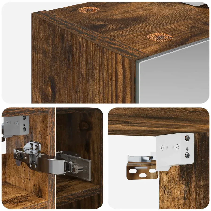 Armoire Miroir de Salle de Bain Chêne fumé 60 x 14,5 x 50 cm - 10