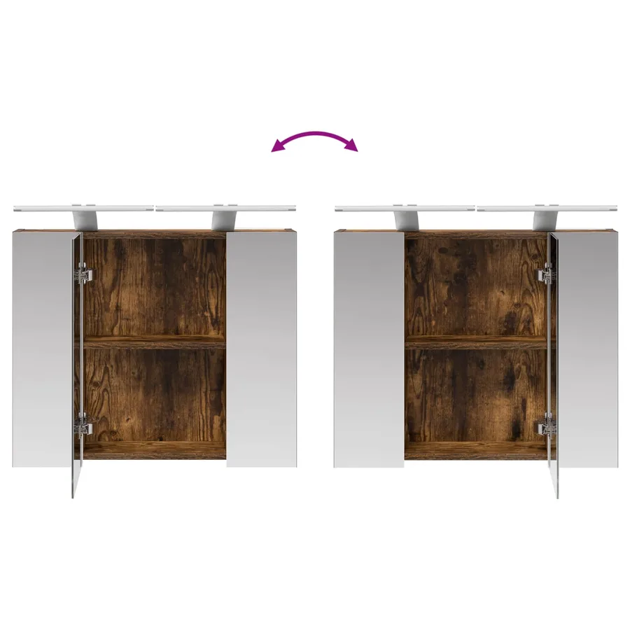 Armoire Miroir de Salle de Bain Chêne fumé 60 x 14,5 x 50 cm - 12