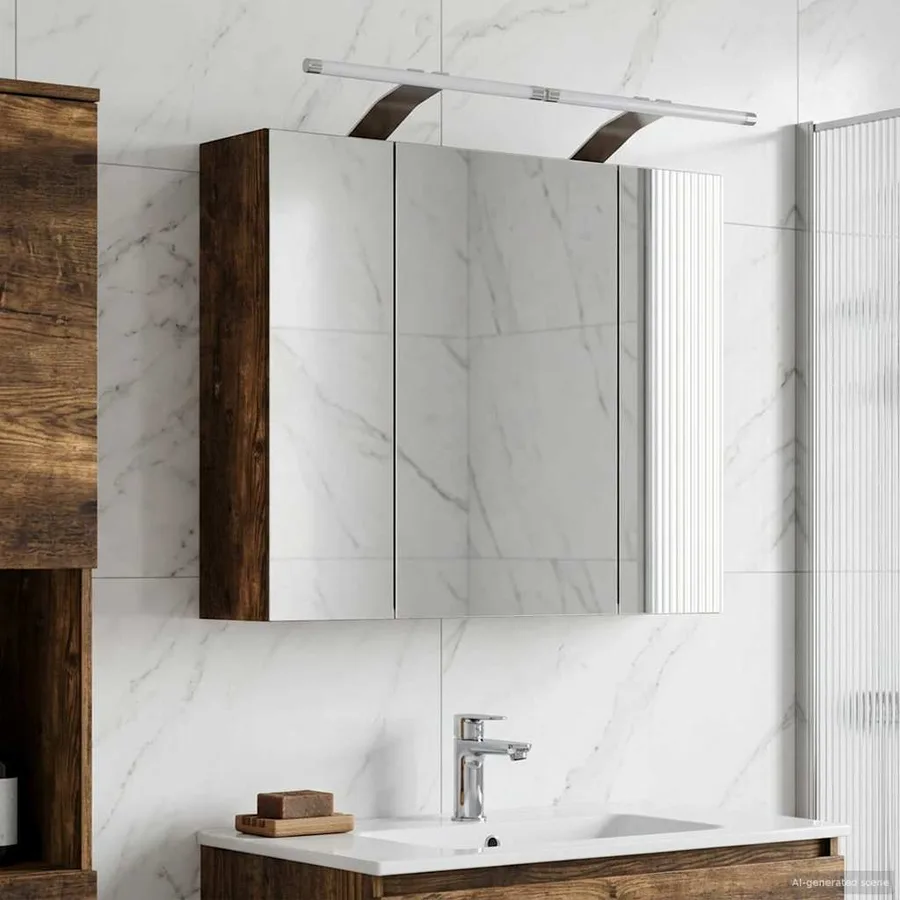 Armoire Miroir de Salle de Bain Chêne fumé 60 x 14,5 x 50 cm - 4
