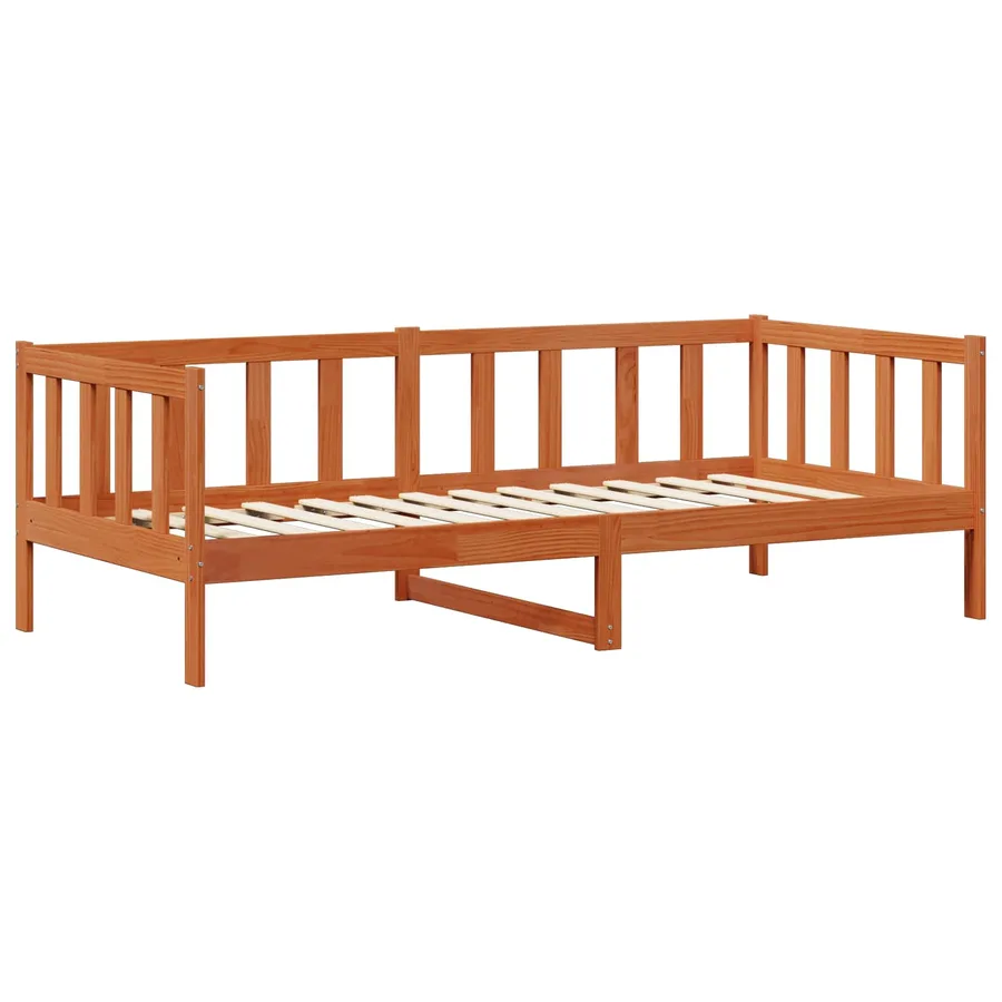 Lit d'appoint avec tiroir 3 pcs Cire marron Bois de Pin Massif - 4