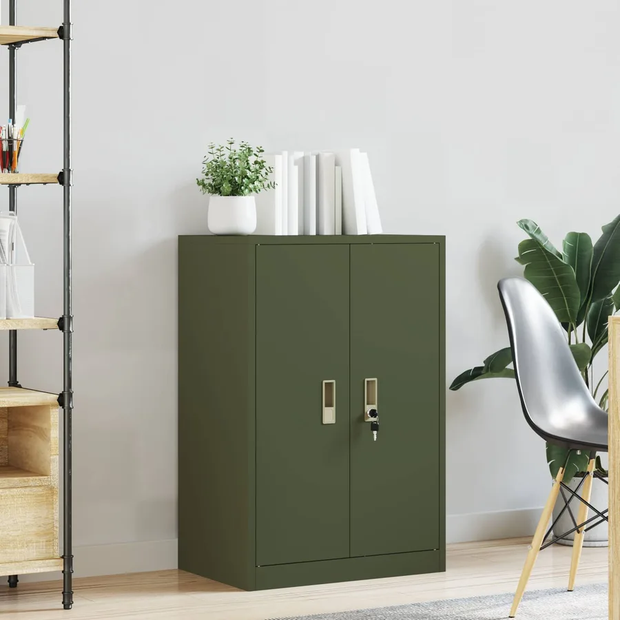 Armoire de rangement Vert olive 60 x 40 x 90 cm Acier - 4