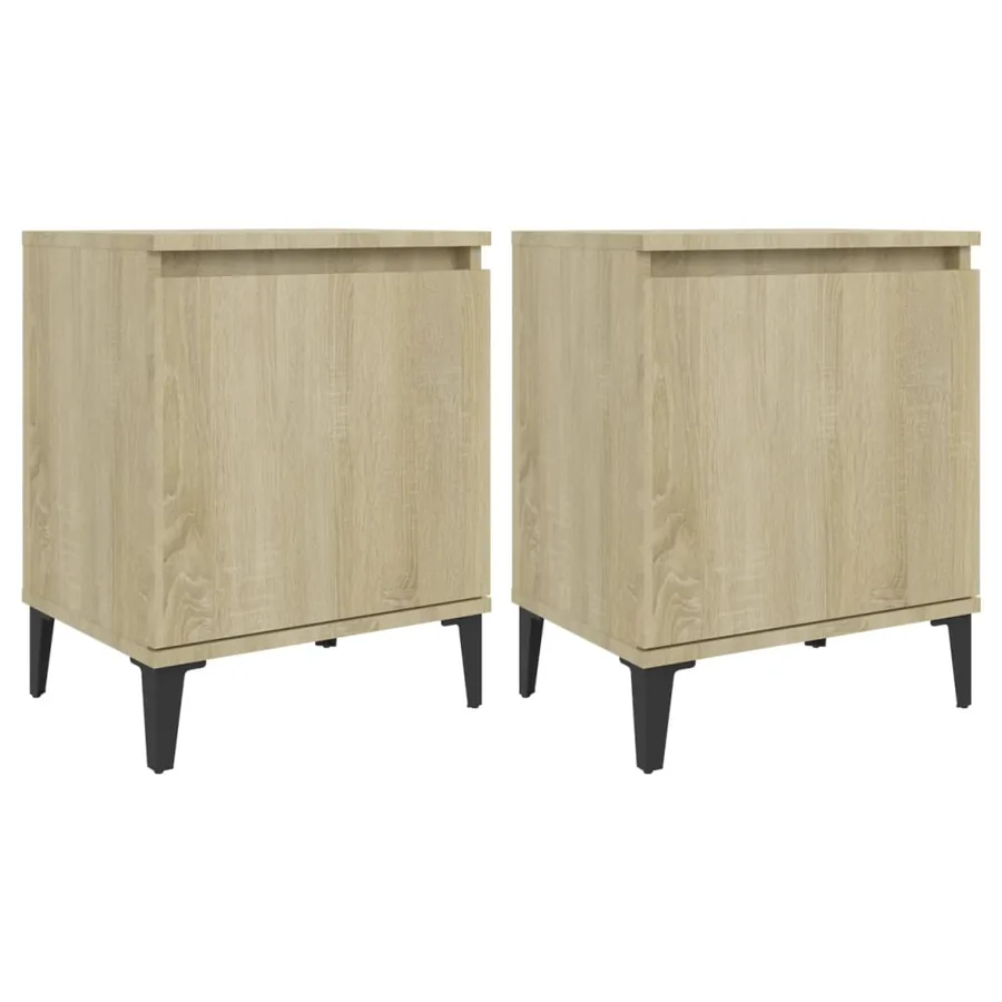 Tables de chevet avec pieds en métal chêne sonoma 40x30x50 cm - 2