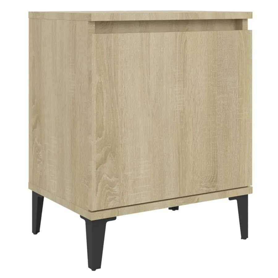 Tables de chevet avec pieds en métal chêne sonoma 40x30x50 cm - 4