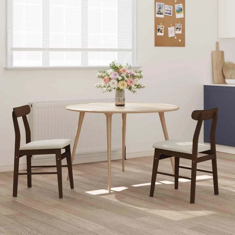 Chaise de salle à manger 2 pcs Marron foncé et lumière - 3