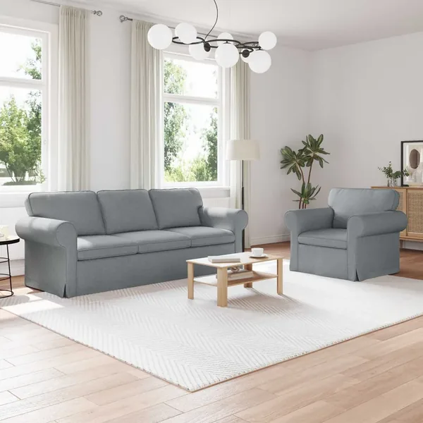 Ensemble de Canapés 2 pcs Gris clair 215 x 82 x 80 cm tissu