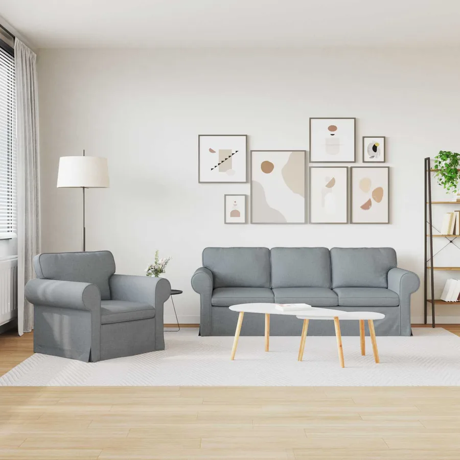 Ensemble de Canapés 2 pcs Gris clair 215 x 82 x 80 cm tissu - 3