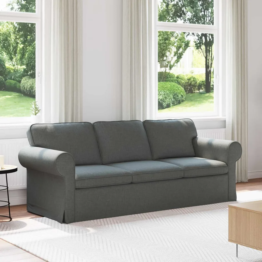 Canapé Gris foncé 215 x 82 x 80 cm tissu