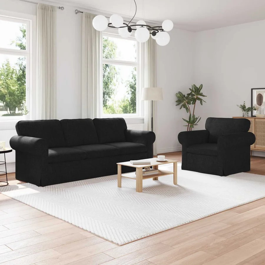 Ensemble de Canapés 2 pcs Noir 215 x 82 x 80 cm tissu