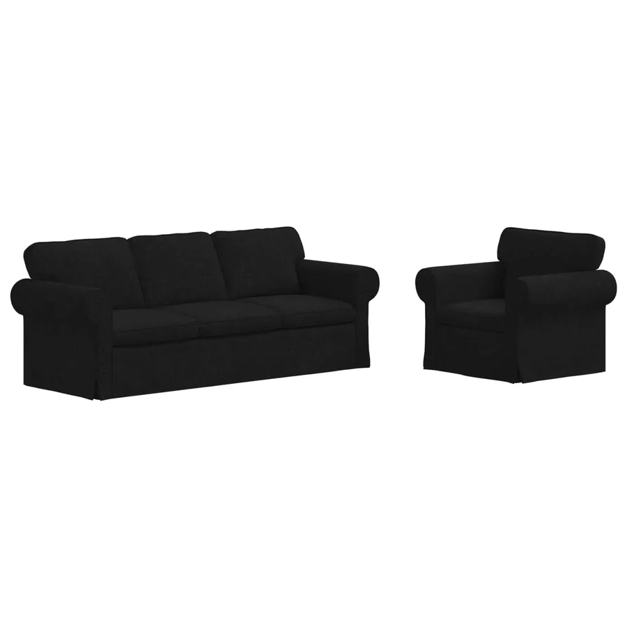 Ensemble de Canapés 2 pcs Noir 215 x 82 x 80 cm tissu - 2