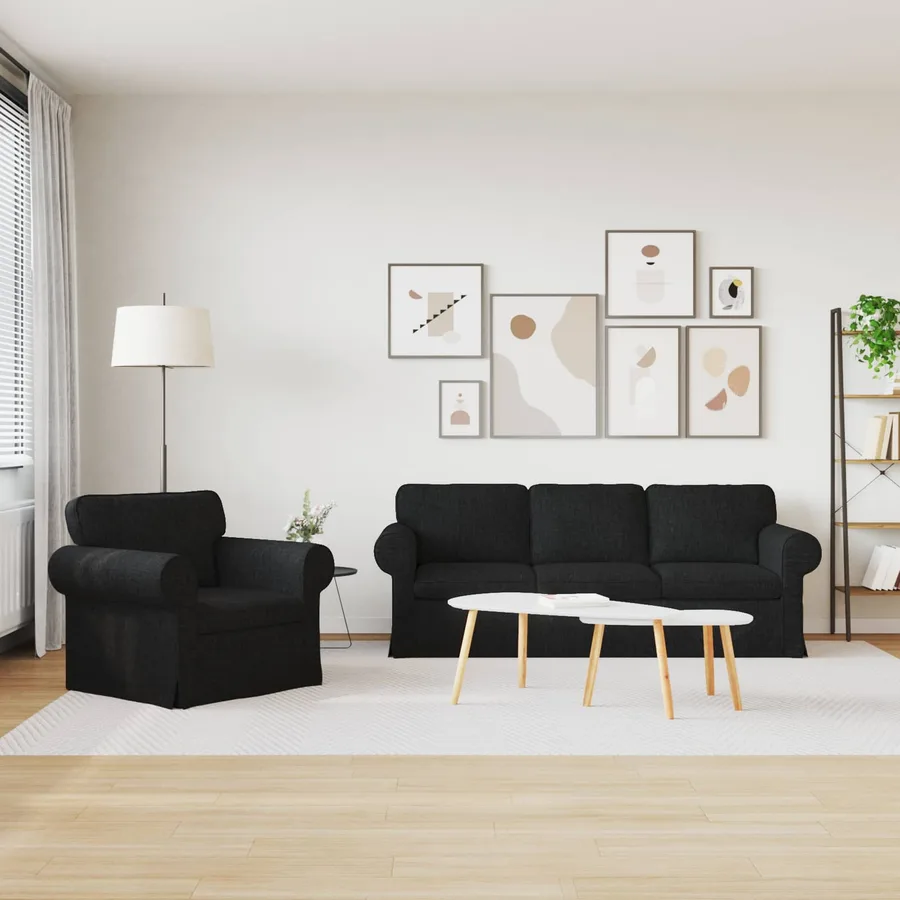 Ensemble de Canapés 2 pcs Noir 215 x 82 x 80 cm tissu - 3