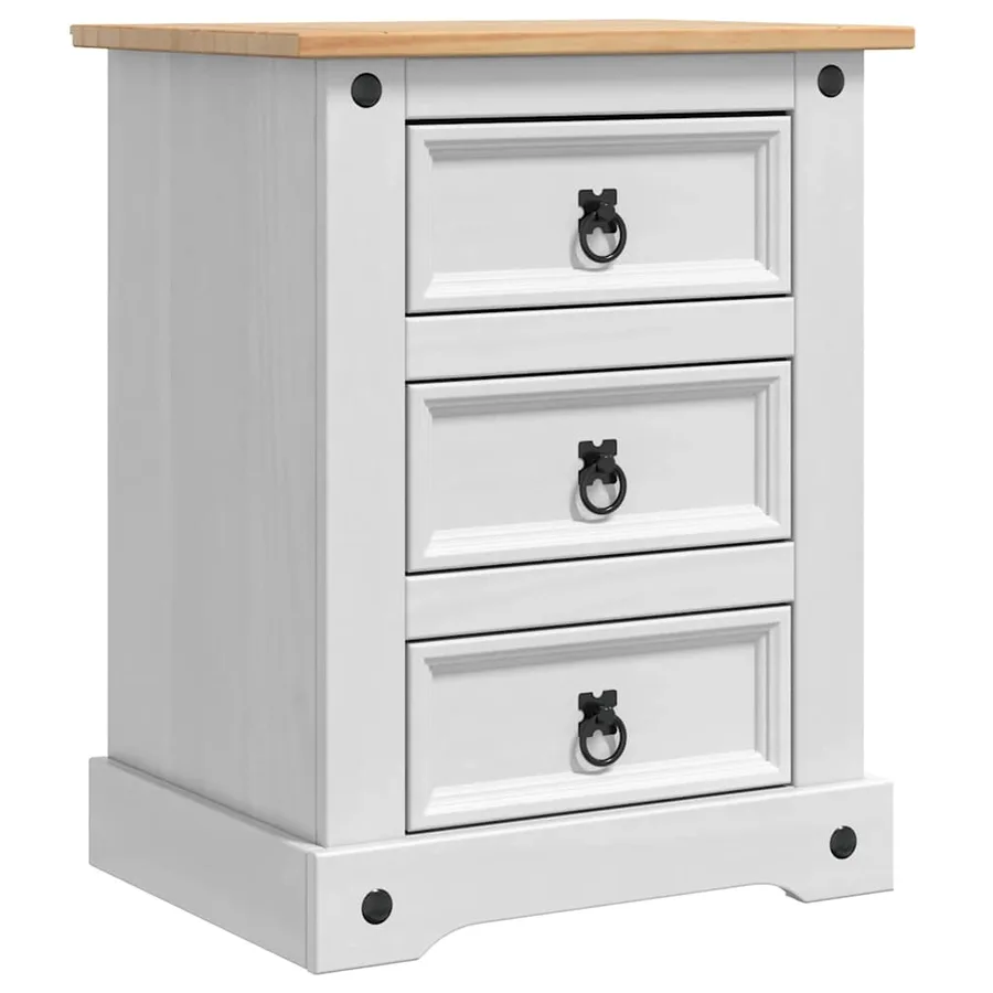 Table de chevet Corona Blanc 53 x 39 x 66 cm Pin massif - 2