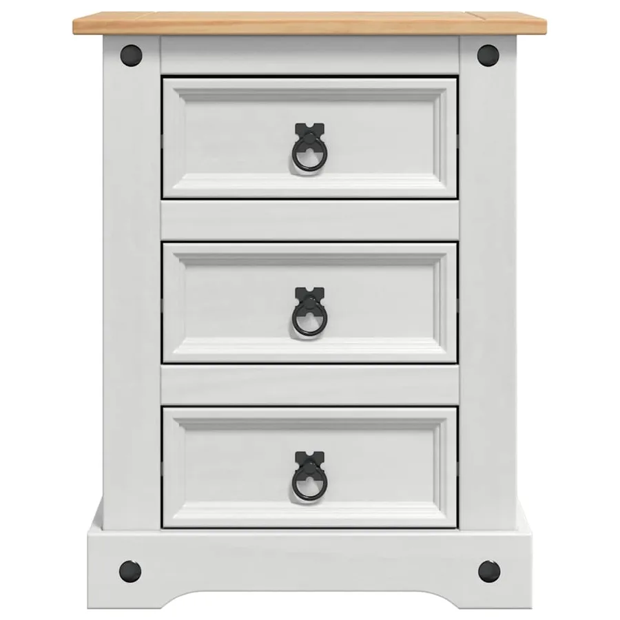 Table de chevet Corona Blanc 53 x 39 x 66 cm Pin massif - 6