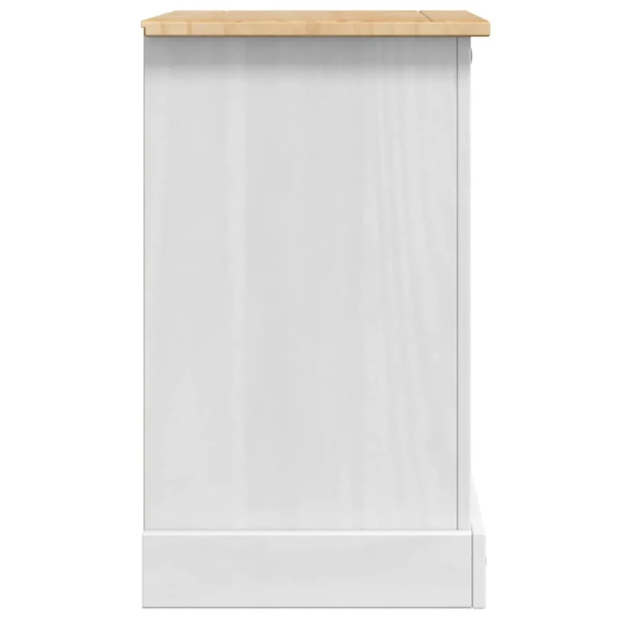 Table de chevet Corona Blanc 53 x 39 x 66 cm Pin massif - 7