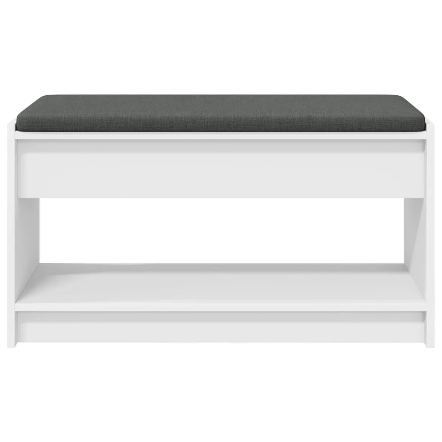 Banc d'entrée Blanc 83 x 38 x 45 cm Bois Ingénierie et Tissu - 5