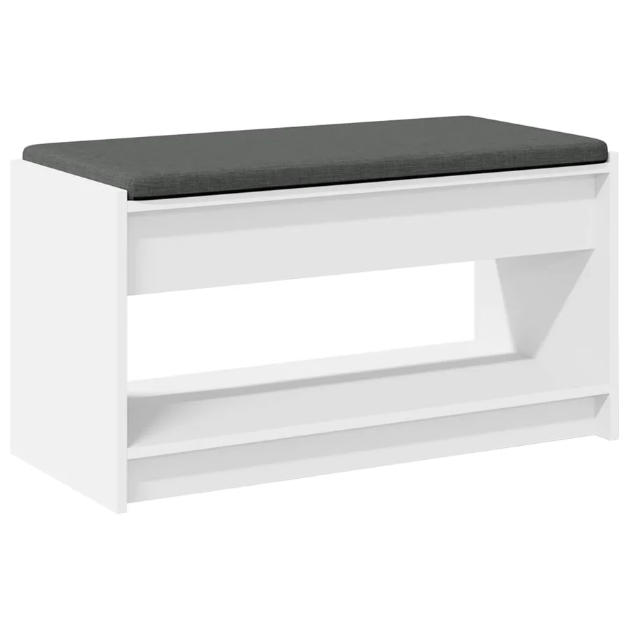 Banc d'entrée Blanc 83 x 38 x 45 cm Bois Ingénierie et Tissu - 7