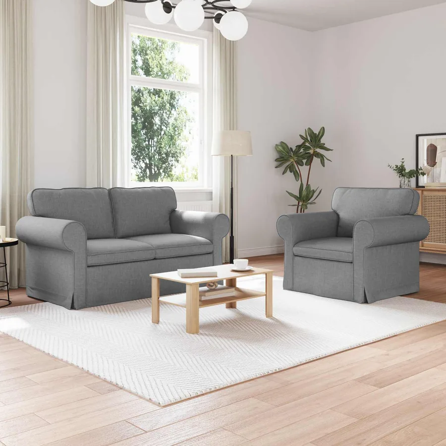 Ensemble de Canapés 2 pcs Gris clair 155 x 82 x 80 cm tissu