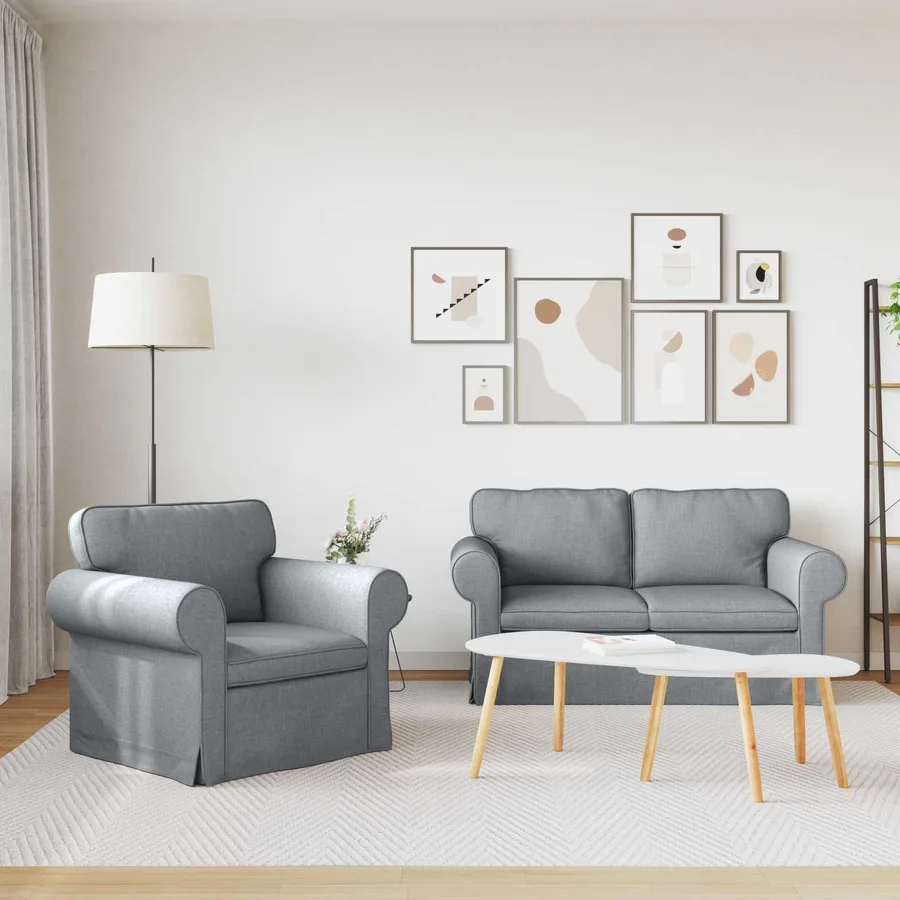 Ensemble de Canapés 2 pcs Gris clair 155 x 82 x 80 cm tissu - 3