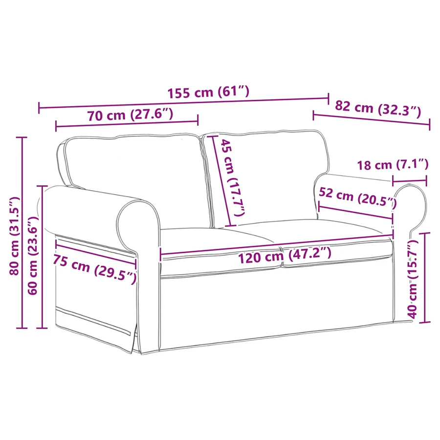Ensemble de Canapés 2 pcs Gris clair 155 x 82 x 80 cm tissu - 8