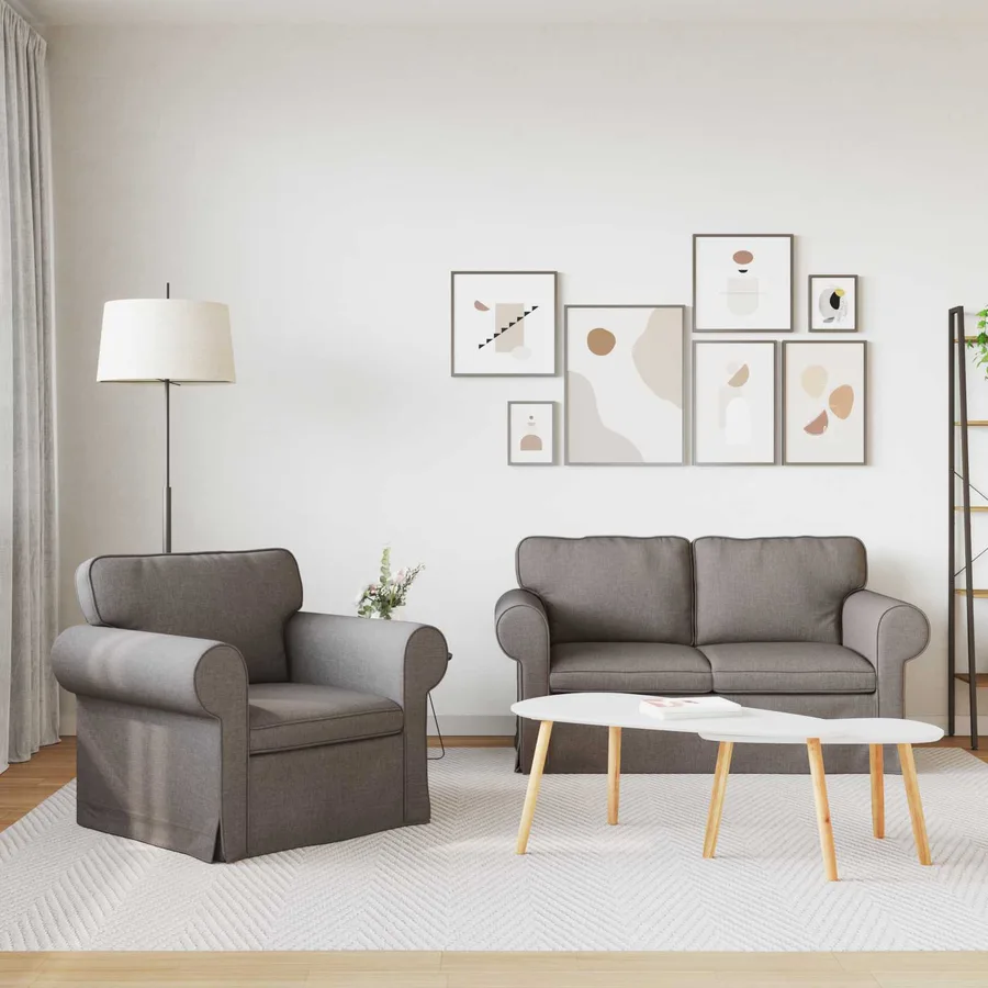 Ensemble de Canapés 2 pcs Taupe 155 x 82 x 80 cm tissu - 3