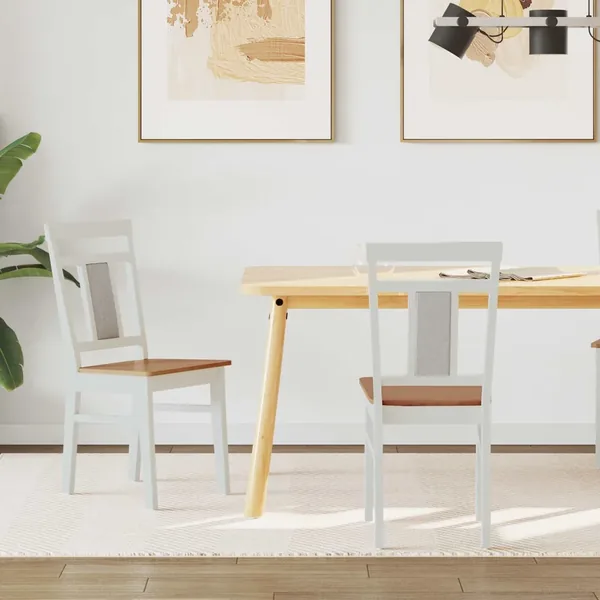 Chaise de salle à manger 2 pcs Blanc et Naturel