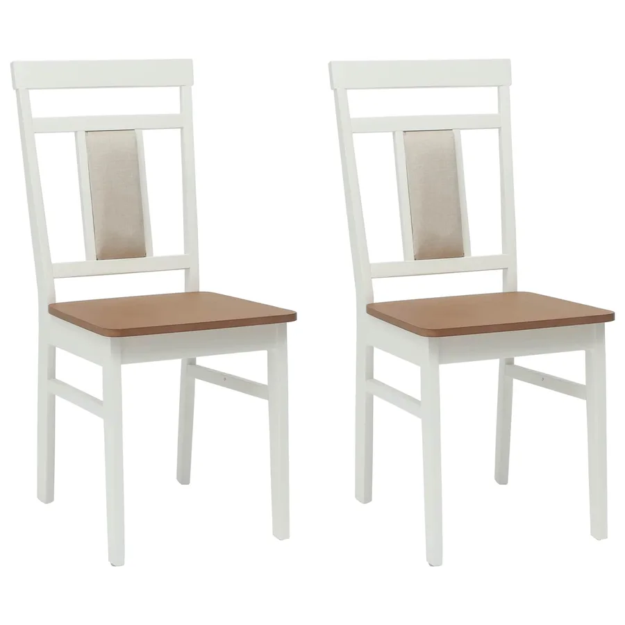 Chaise de salle à manger 2 pcs Blanc et Naturel - 2